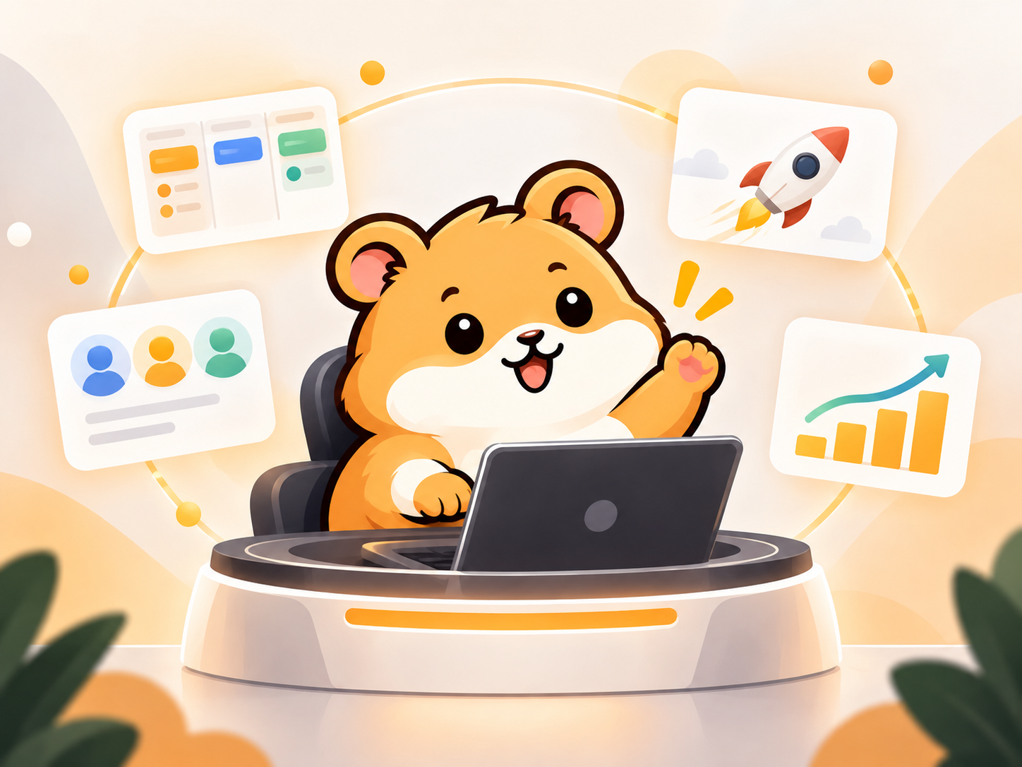 Hamstik mascot surrounded by planning and delivery notes